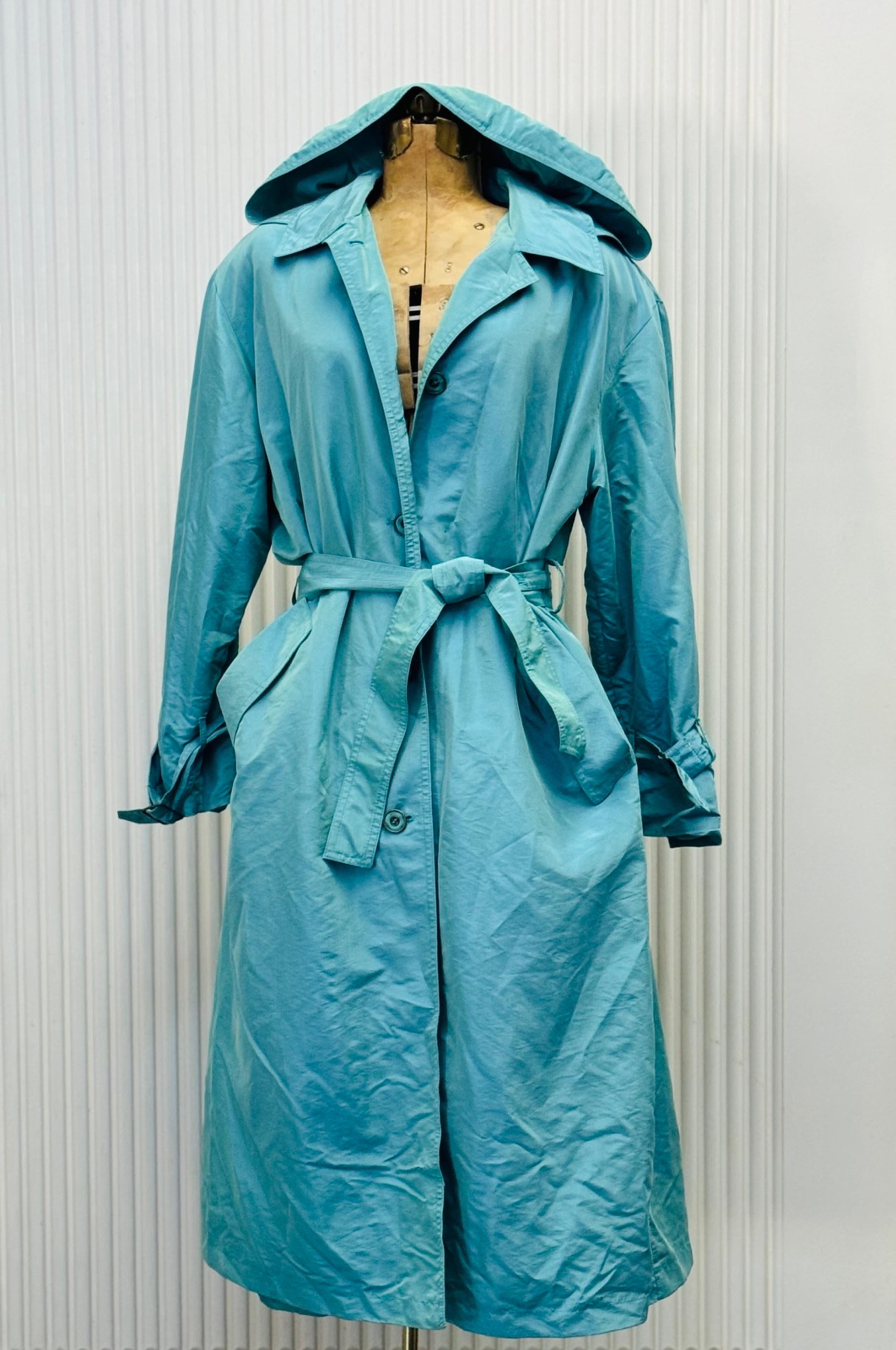Vintage Turquoise Misty Harbor Trench/ Rain Coat