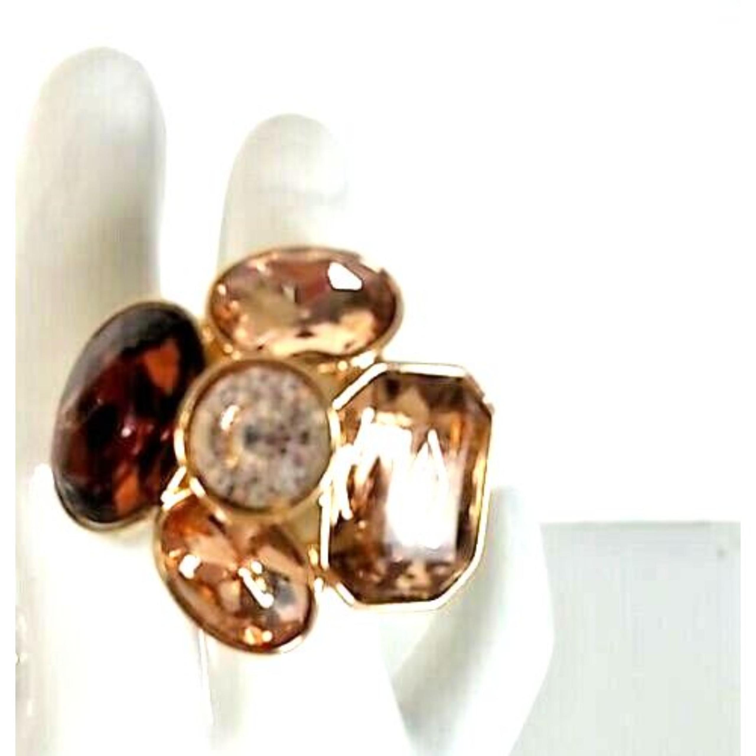 Women's Large Crystal Bronze Flower Cocktail Ring 6 NWT 49 - Banana Republic