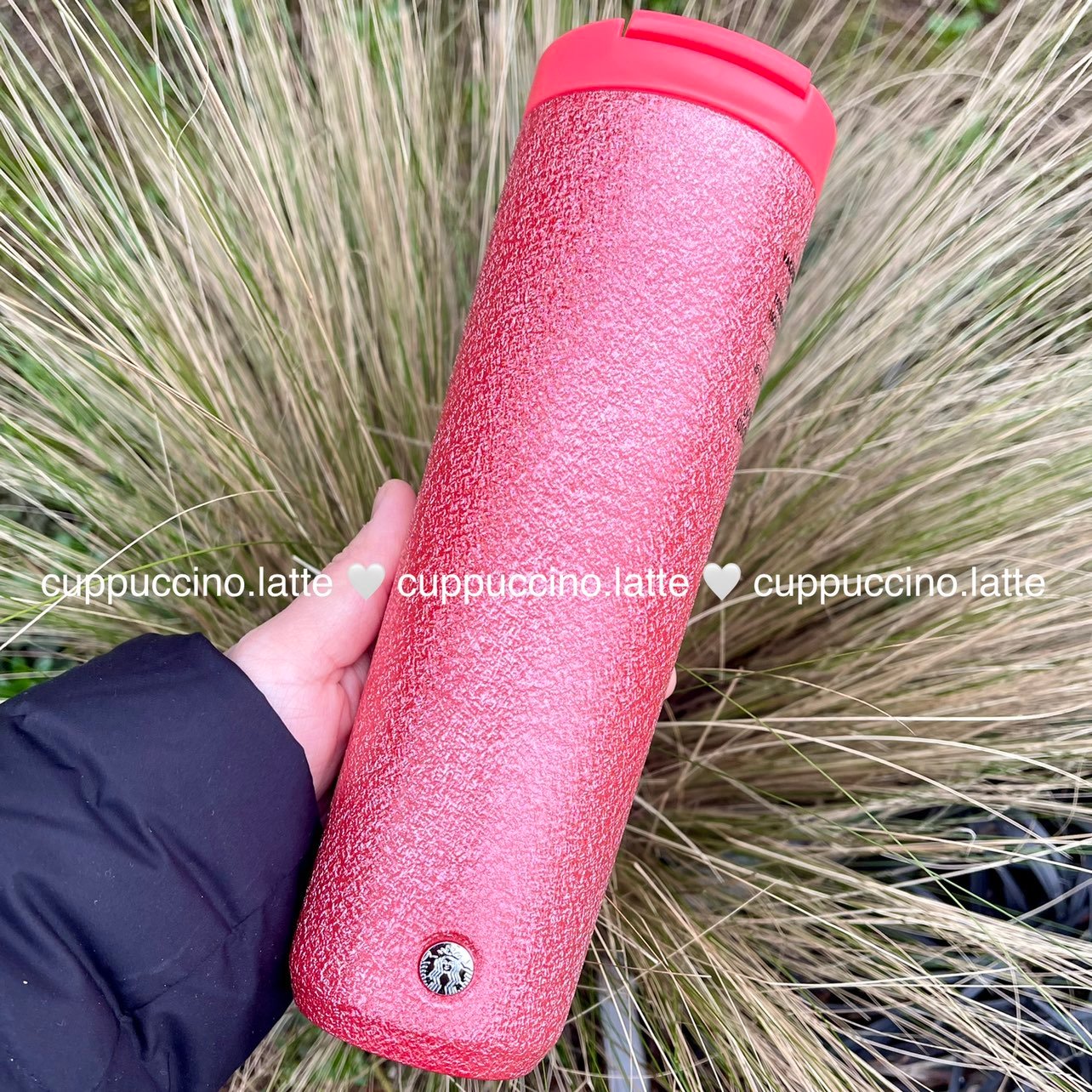 NEW Starbucks 2022 Spring Neon Coral Crystal Flake SS Bottle Tumbler