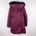 Soia & Kyo Burgundy Longline Raccoon Fur Trim Hood Down Parka Jacket Women's XS