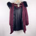 Soia & Kyo Burgundy Longline Raccoon Fur Trim Hood Down Parka Jacket Women's XS