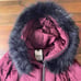 Soia & Kyo Burgundy Longline Raccoon Fur Trim Hood Down Parka Jacket Women's XS