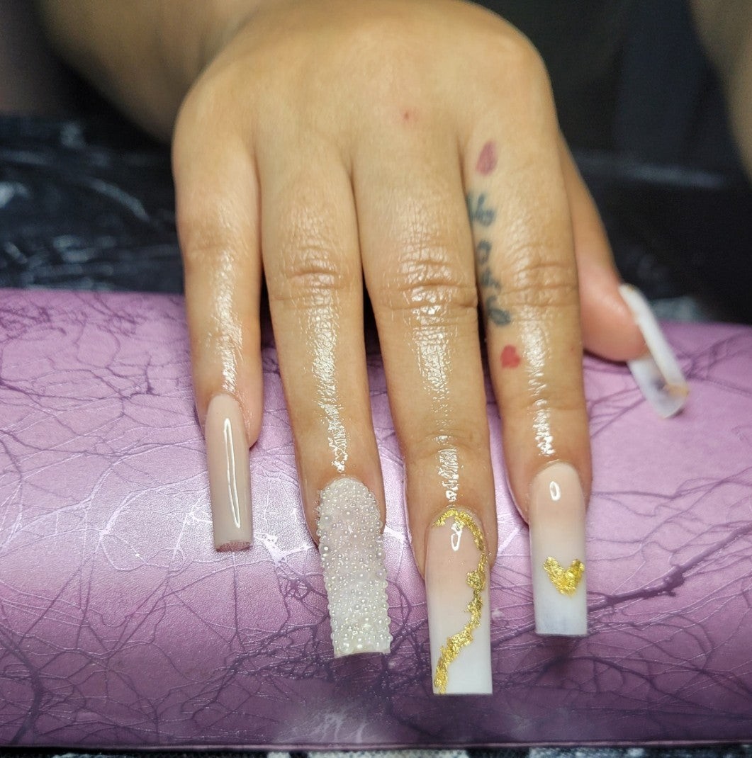 Gold foil Acrylic Press on Nails