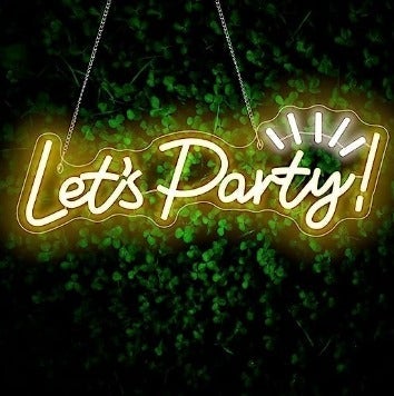 Fun Vivid Bright Warm White “Let’s Party” LED Night Light Birthday Celebration D