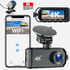 4K Dash Cam Front and Rear Camera, 4K+1080P Dual Dash Cam with WiFi