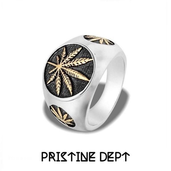 RING - Cannabis Signet Ring Gold