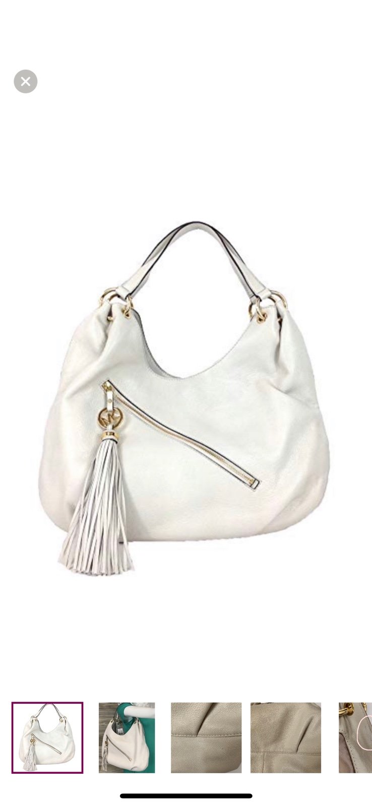 Michael Kors Charm Tassel Shoulder Hobo Tote In Vanilla