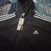 Adidas Men Essentials Fleece 3-Stripes Hoodie, Black/ White, Size MED