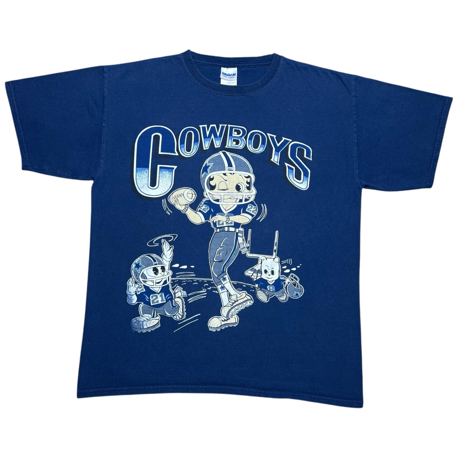 Vintage 2000s NFL Dallas Cowboys Betty Boop Cartoon Graphic T-Shirt