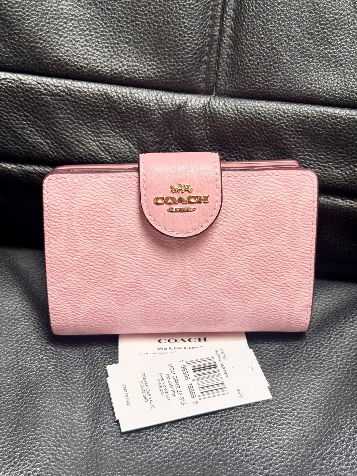 Coach Medium Corner Zip Wallet In Signature Canvas in powder pink