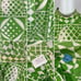 Vintage 70s Mod Dress Women's Medium Green Geometric Print Babydoll Mockneck