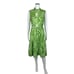 Vintage 70s Mod Dress Women's Medium Green Geometric Print Babydoll Mockneck