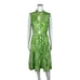 Vintage 70s Mod Dress Women's Medium Green Geometric Print Babydoll Mockneck