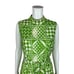 Vintage 70s Mod Dress Women's Medium Green Geometric Print Babydoll Mockneck