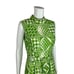 Vintage 70s Mod Dress Women's Medium Green Geometric Print Babydoll Mockneck