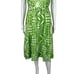 Vintage 70s Mod Dress Women's Medium Green Geometric Print Babydoll Mockneck