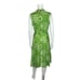 Vintage 70s Mod Dress Women's Medium Green Geometric Print Babydoll Mockneck