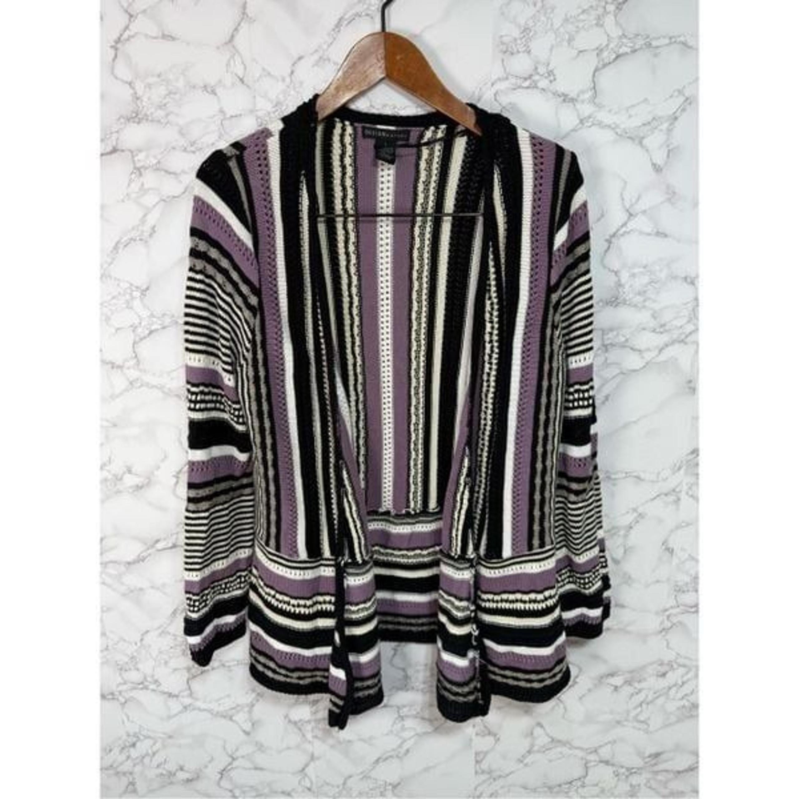 Women’s Cardigan Sweater L Design History Open Front #G85