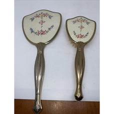 Antique Mirror and Brush Floral vanity set