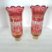 Vintage cranberry hurricane shades with gold trim