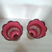 Vintage cranberry hurricane shades with gold trim