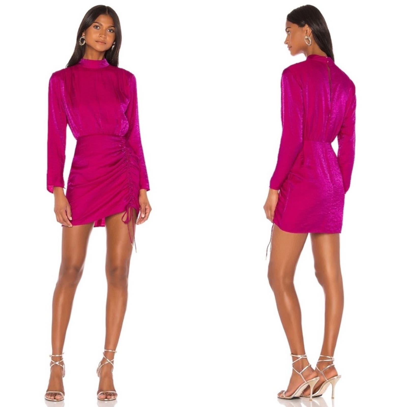 NWT Finders Keepers Fuschia Pink Yasmine Long Sleeve Mini Dress XS
