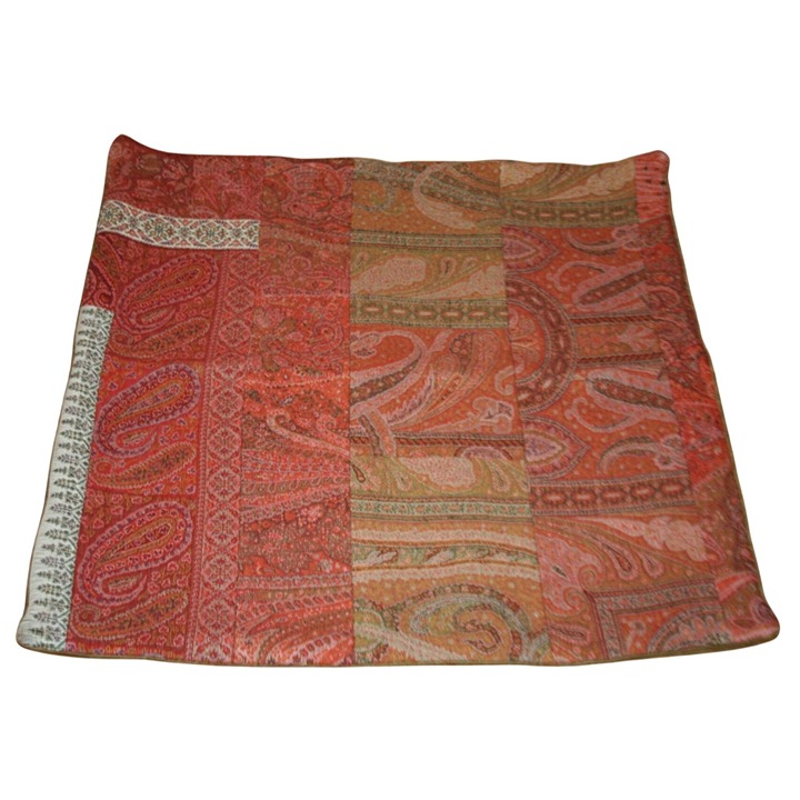 VTG Pottery Barn Wool Cotton Paisley Pillow Cover 26x26 Velvet Back Global Boho