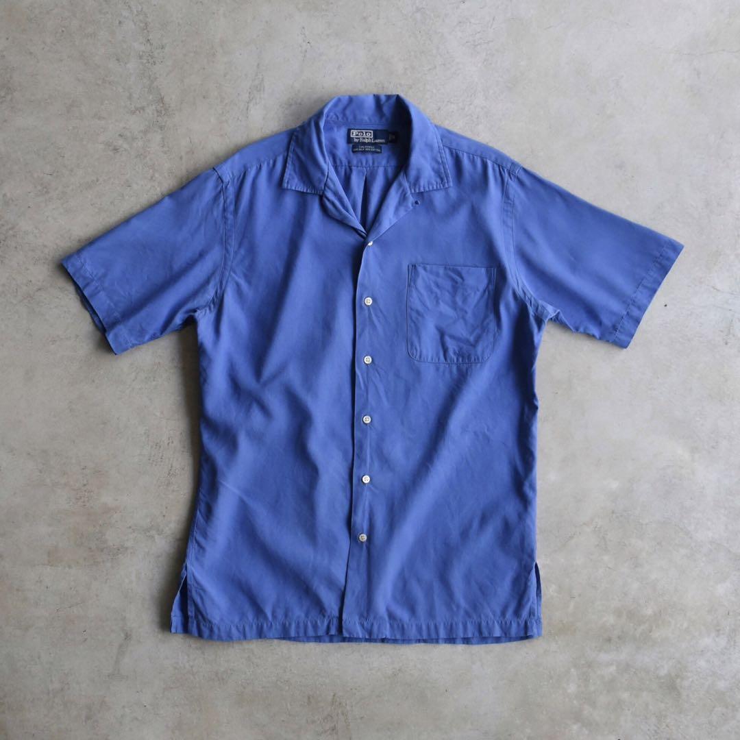 90s Ralph Lauren Caldwell short-sleeved shirt, completely plain, rare size S, silk blend.