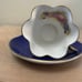 Vintage Crown Staffordshire england- fine bone china tea cup saucer Cobalt Blue