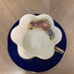 Vintage Crown Staffordshire england- fine bone china tea cup saucer Cobalt Blue