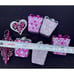 7 Hot Pink Purple Gift Box Present Plastic Glitter Christmas Ornament Lot -CH1