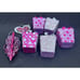7 Hot Pink Purple Gift Box Present Plastic Glitter Christmas Ornament Lot -CH1