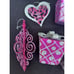 7 Hot Pink Purple Gift Box Present Plastic Glitter Christmas Ornament Lot -CH1