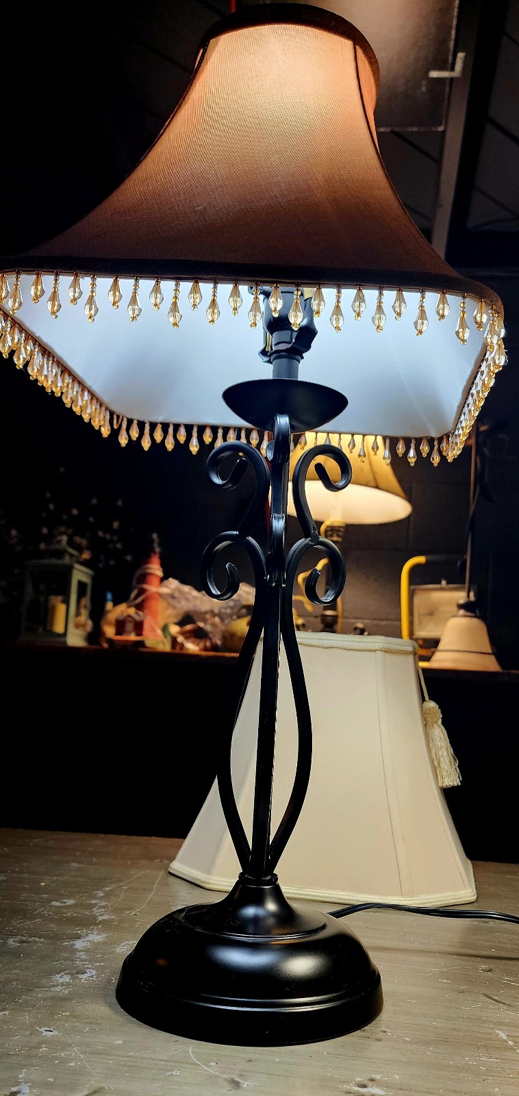 Vintage Wrought Iron Table Lamps - a Pair