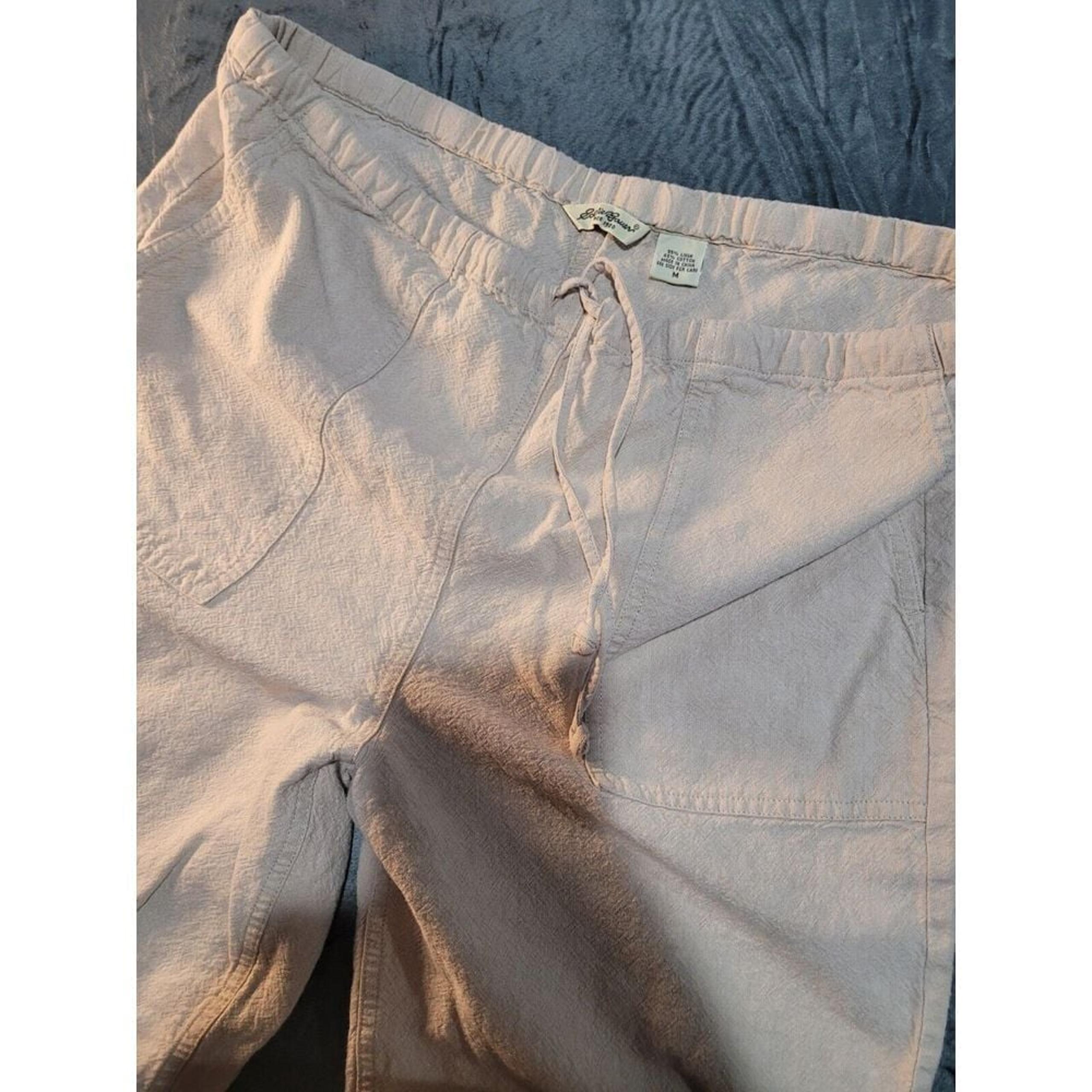 Eddie Bauer Pants Women's Size Medium (M) Linen Blend High Rise Loose Wide Leg