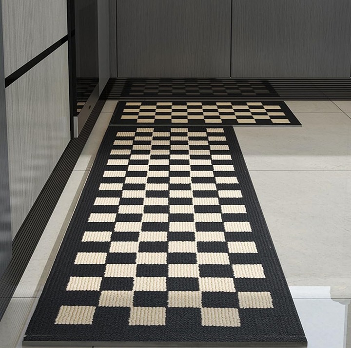 Kitchen Mats for Floor Set of 2 Checkered