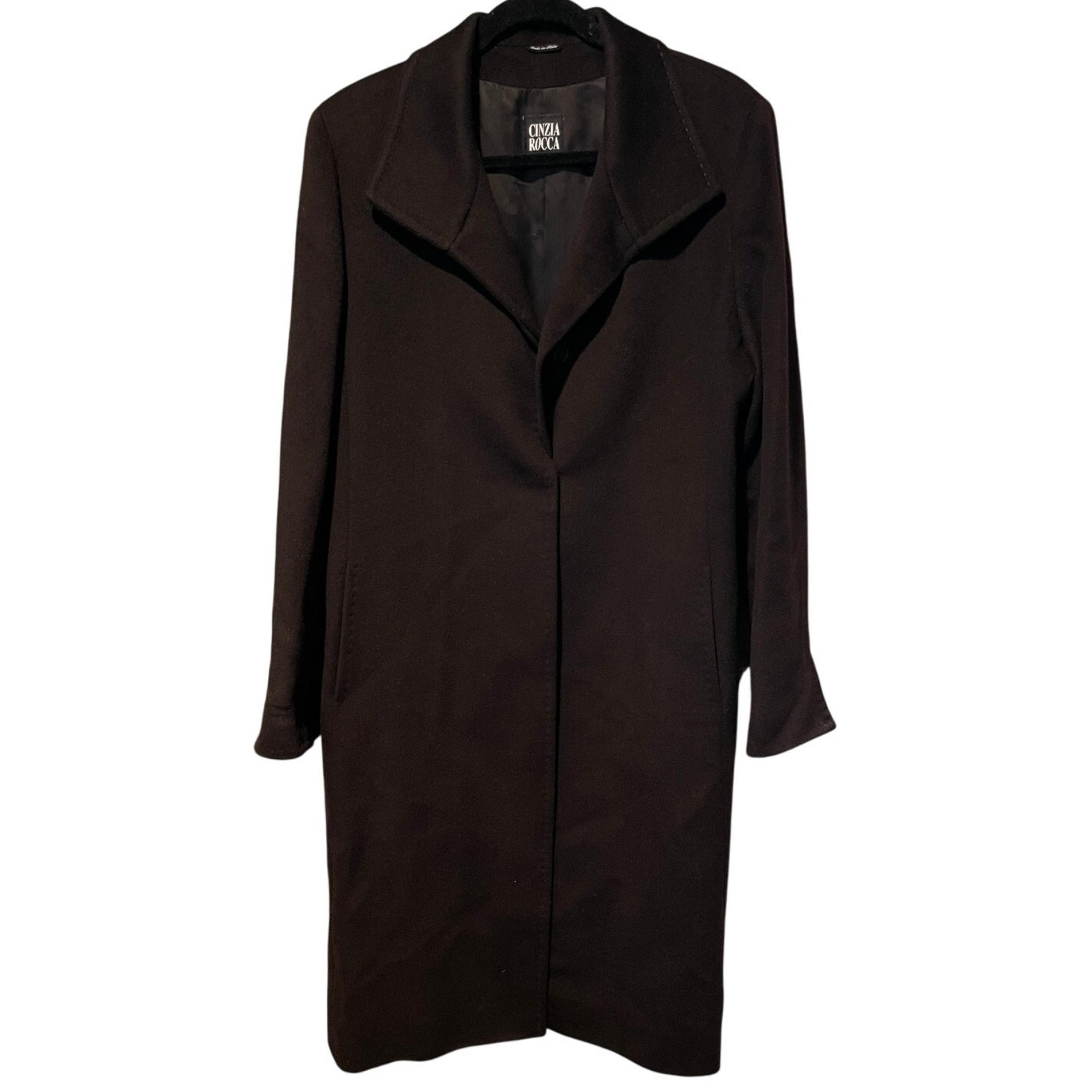 Cinzia Rocca Italian Wool & Angora Dark Chocolate Brown Over Coat