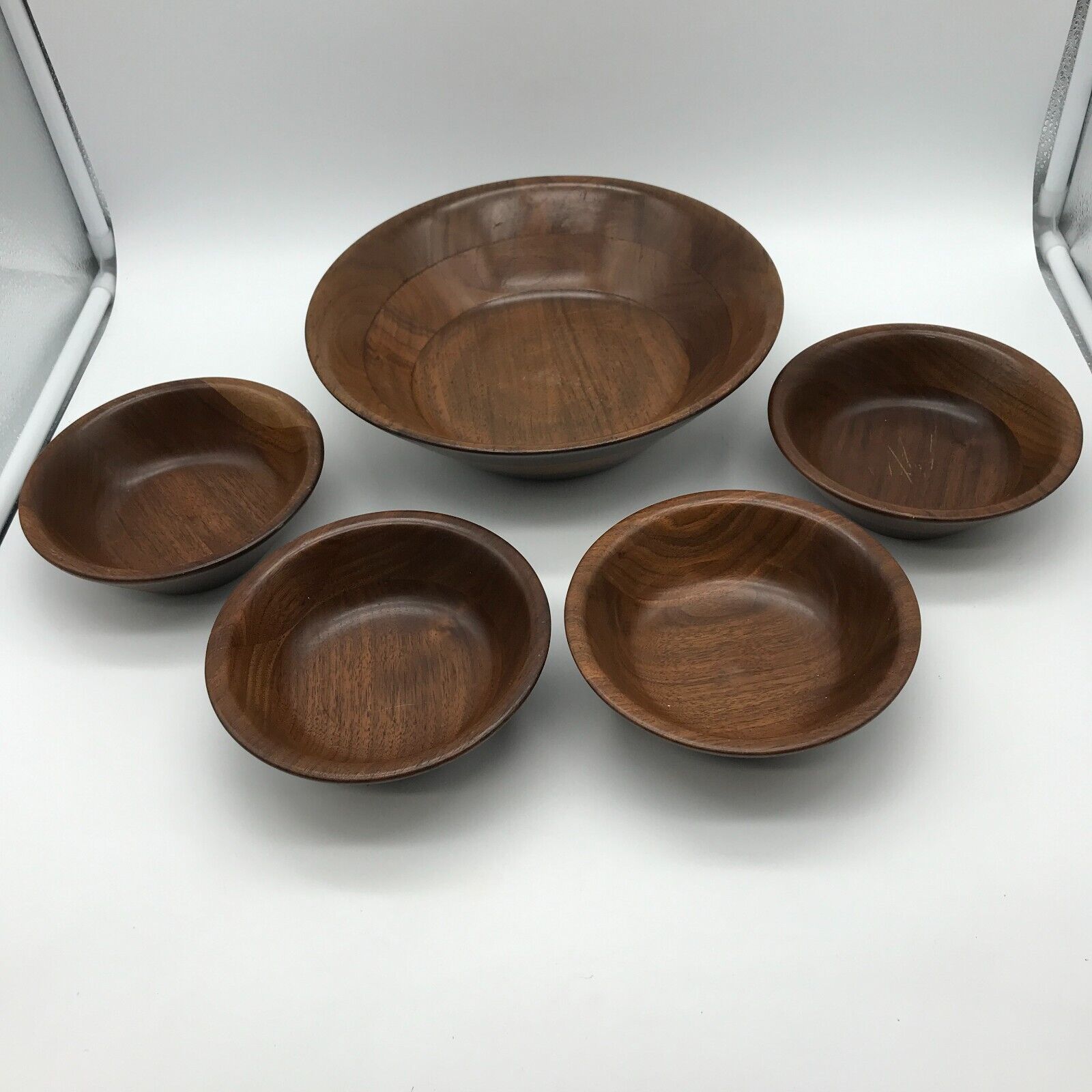 Kustom Kraft Ozark Walnutware Solid Black Walnut Salad Bowl 5-piece Set