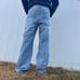 Vintage Y2k Baggy Distressed wide Leg blue denim skater jeans Size 32 wide leg