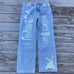 Vintage Y2k Baggy Distressed wide Leg blue denim skater jeans Size 32 wide leg