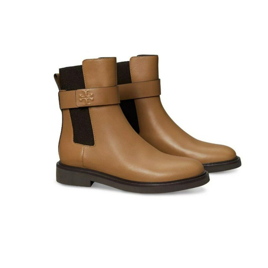 Tory Burch Women's Double T Buckled Chelsea Tan Winter Casual Boots Size 7