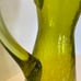 MCM Pilgrim Glass Pitcher Yellow Chartreuse Crackle Glass 12”