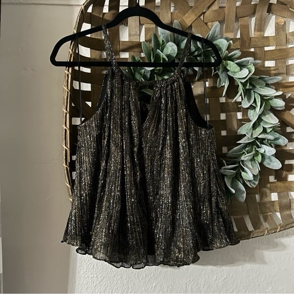 Zara Woman Black Hold Glittery Halter Crop Top