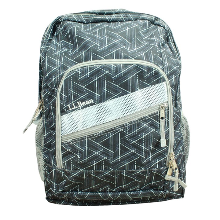 LL Bean Unisex Adult Deluxe Book Pack 37L School Backpack Black Triangles Print