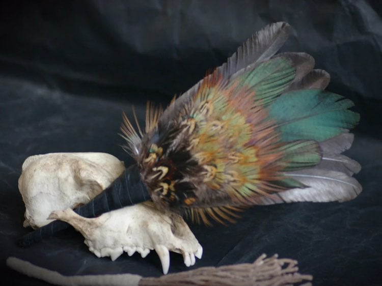 Wild duck, goose, pheasant feathers smudge fan_witchcraft_shaman_wiccan_pagan_al