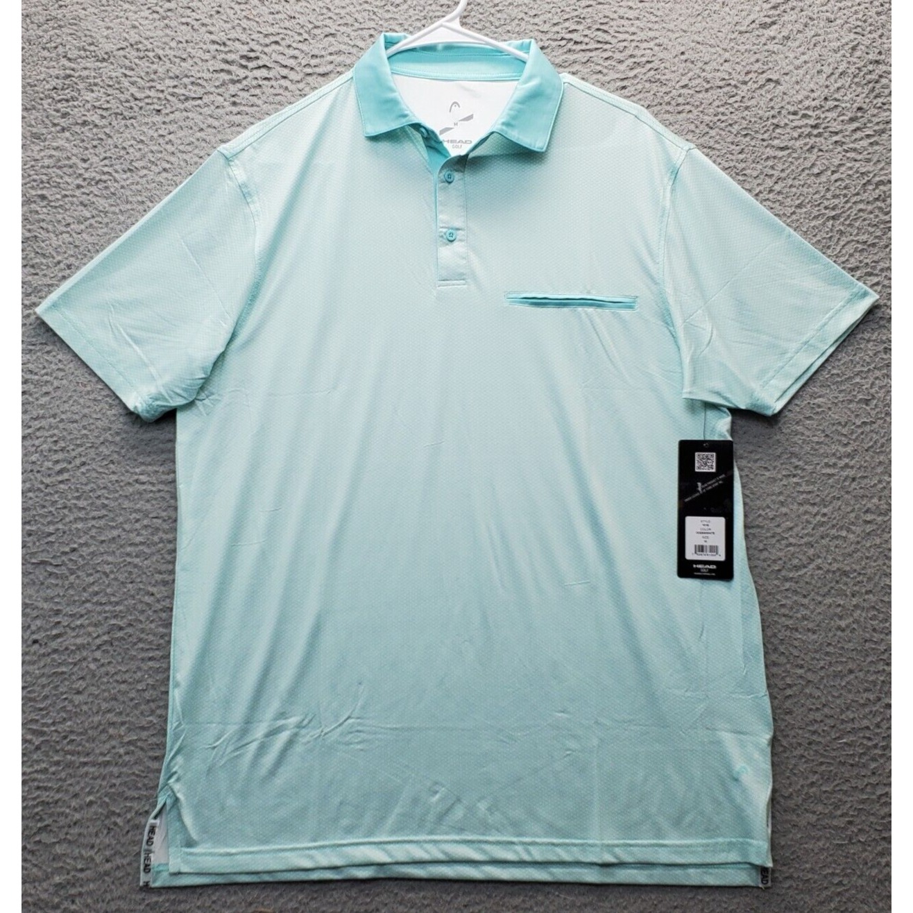 HEAD Polo Shirt Men Medium Multi Stretch Pocket Side Slit Golf Performance NEW