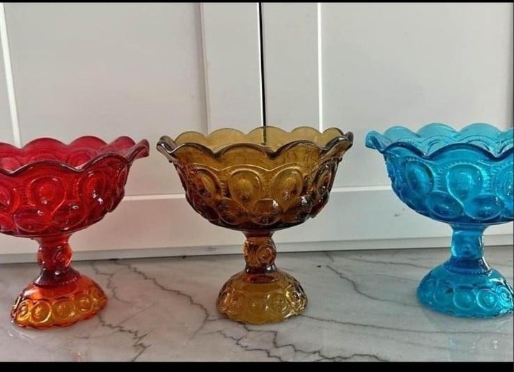 3 Vintage Glass LE Smith 7 inch high moon and stars