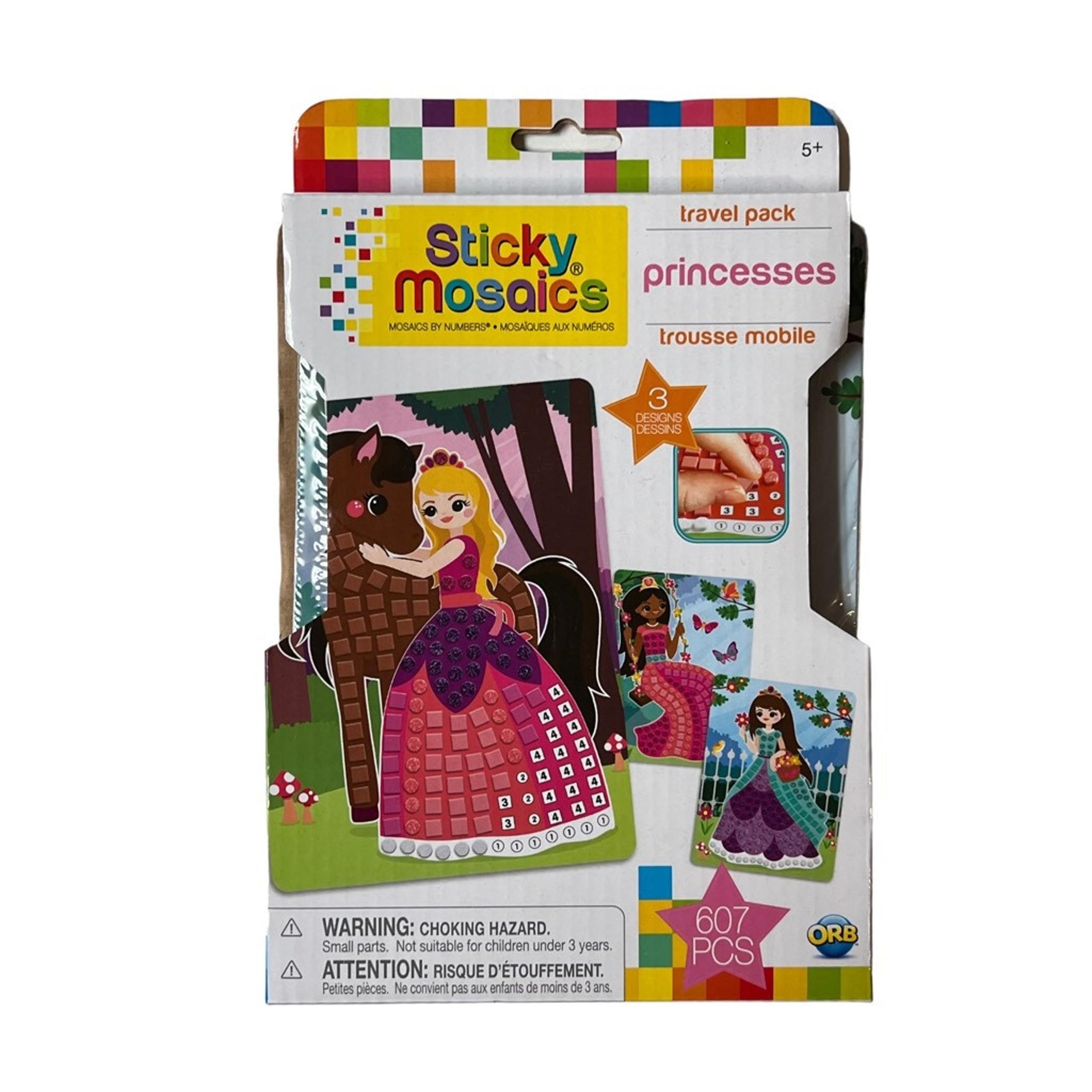 ORB Arts Crafts Kit Sticky Mosaics Travel Pack Princesses Creative Kids Fun