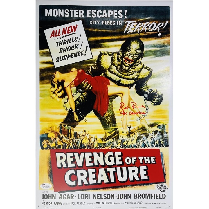 RICOU BROWNING SIGNED 12X18 PHOTO CREATURE FROM THE BLACK LAGOON JSA 569