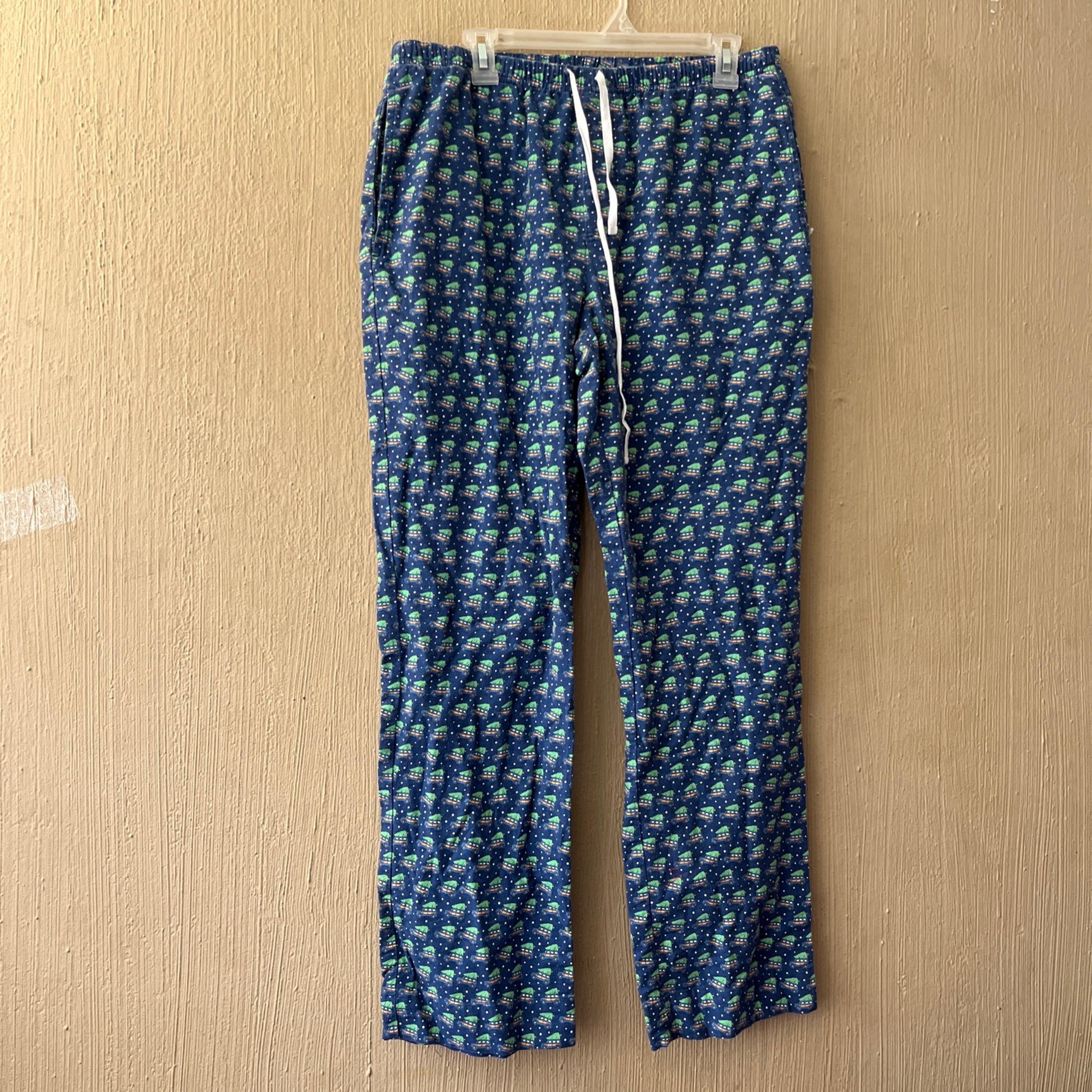 Mens Vineyard Vines Pajama Bottoms Sz M Flannel Pants Christmas Tree Jeep Rover